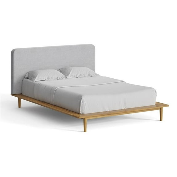 Pemberly Row Modern / Contemporary FabricQueen Size Bed in Natural