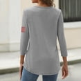 thumbnail image 3 of 4th of July Womens Shirts 3/4 Sleeve T Shirts Casual USA Flag Print Tops Independence Day Patriotic Pullover USA 250th Anniversary Celebration Party Round Neck 1776-2026 Blouses Gray M, 3 of 3