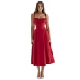 thumbnail image 2 of Robes Boho Corset Midi d'Été pour Femmes Décontractées à Bretelles Spaghetti Lacées Robe Fluide de Plage Rouge m, 2 of 10