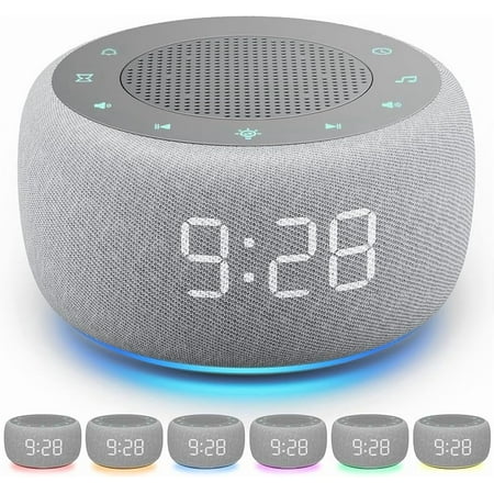 Sound Machine & Alarm Clock 2-in-1, 18 Soothing Sound, 7 Night Light, Sleep Timer, Precise 30-Level Volume Control White Noise Machine
