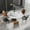 White + White + Black, variant on Magic Home 53.15” White Sintered Stone Round Dining Table with 23.62” Black Slate Round Turntable for 6 People with Black Sturdy Metal Legs