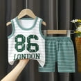 thumbnail image 3 of Atogsazn Baby Boys Summer Clothes Set Toddler Cotton Short Sleeve Tank Top Shorts Clothes Sets Gym 2 pcs Outfit Army Green 9-18 Months, 3 of 3