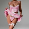 thumbnail image 4 of Zhuge Tamaño L5 piezas de Conjunto de Lencería Sexy para Mujer, Babydoll Mucama Cosplay con Detalles Erotísticos, Tamaño L Rosa, 4 of 5