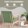 thumbnail image 5 of Accent Chair Set of 2 with Pillow Upholstered Mid-Century Chair Living Room Chair for Small Space Solid Wood Frame Reading Chair with Soft Thick Cushion Armchair for Bedroom Balcony Green, 5 of 7