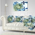 thumbnail image 3 of Designart Blue and Green Fractal Flowers - Floral Throw Pillow - 12x20, 3 of 5