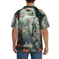 thumbnail image 3 of Fuzoiu Moon Flower White Owl Print Men's Casual Short,Men's Short Sleeve Shirt,Mens Casual Button Down Shirts,Cuban Collar Summer Shirt for Beach, Vacation, and Outdoor Activities-3X-Large, 3 of 5