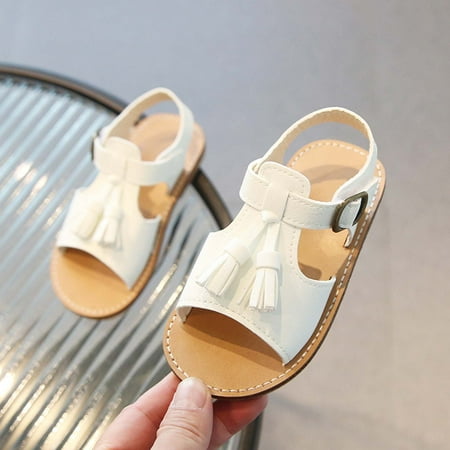 

Pejock Baby Girls Boys Sandals Comfort Outdoor Casual Beach Shoes Toddler Infant Kids Baby Girls Boys Solid Color Tassels Sandals Casual Fish Mouth Sandals 15M-6Years
