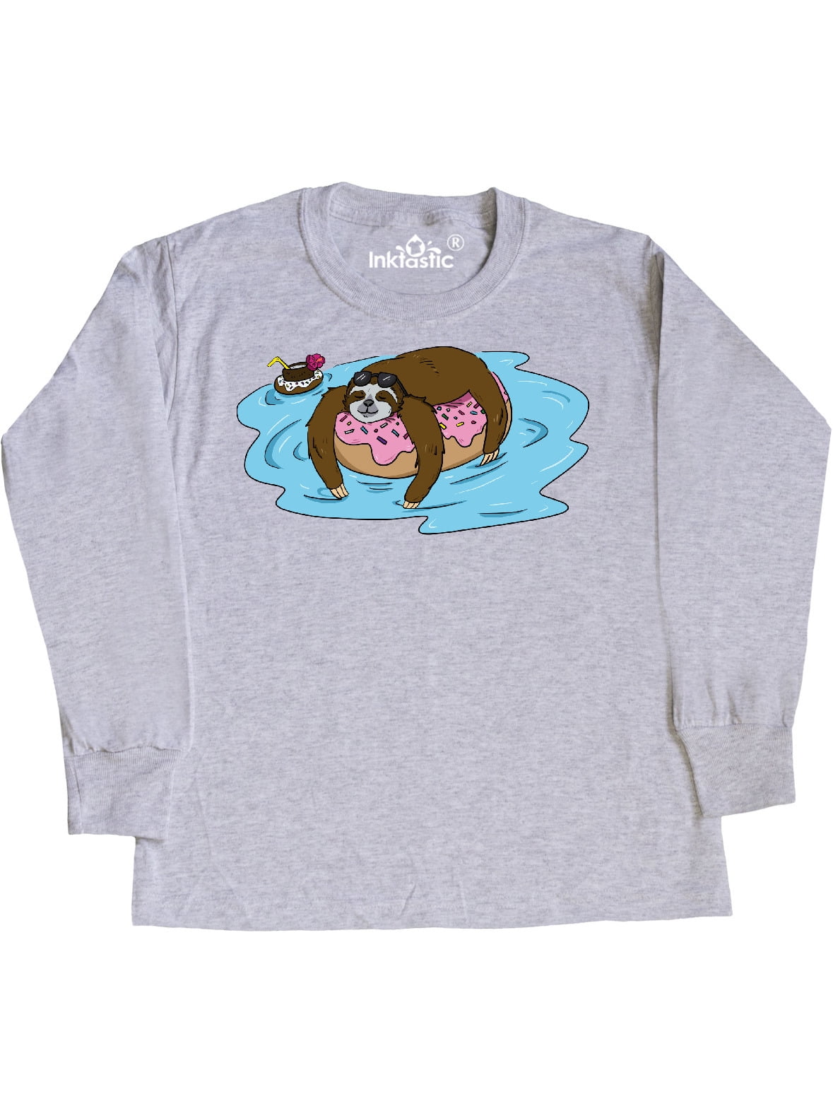 CERTONGCXTS Teen Sloth Donut ComfortSoft Long Sleeve T-Shirt
