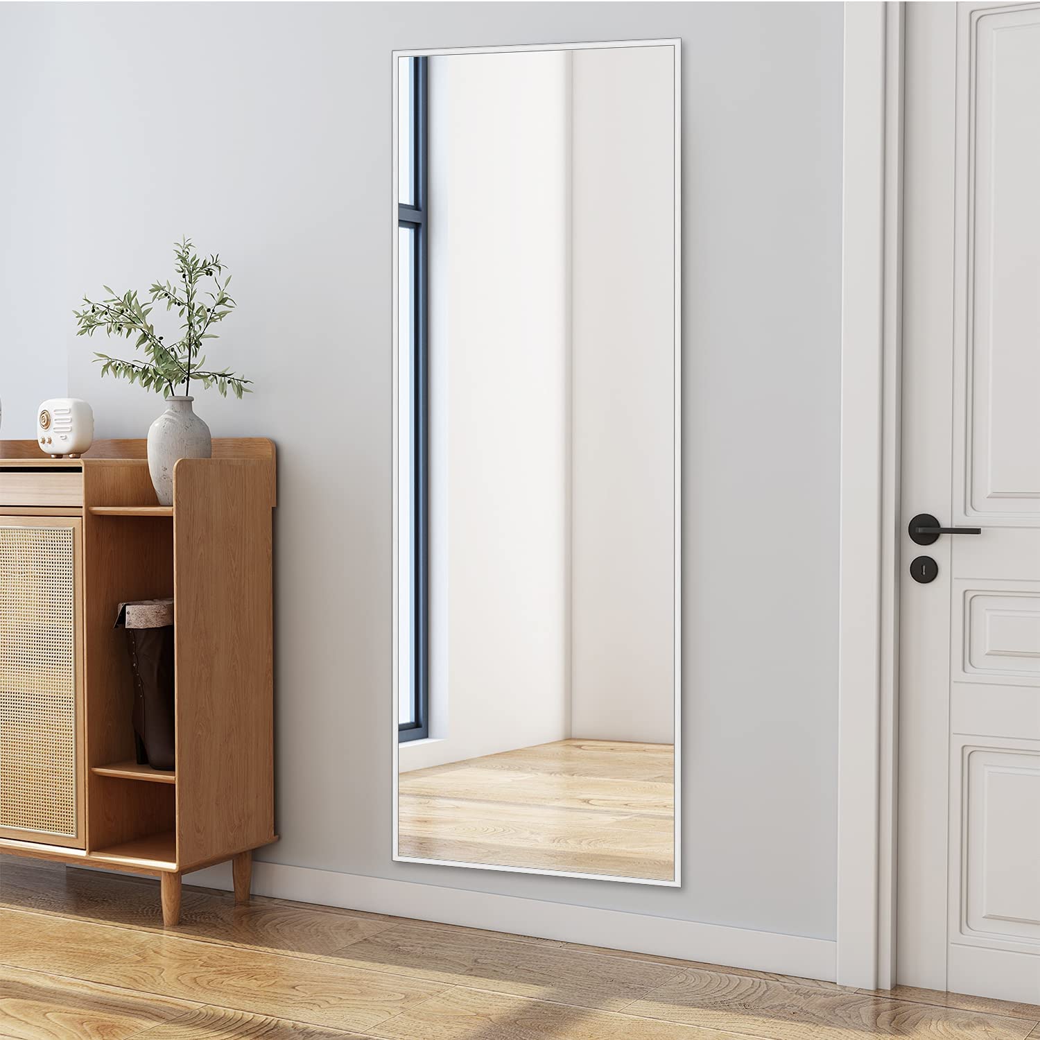 59"x20" Full Length Mirror Freestanding Mirror for Living Room Ivory White