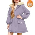 thumbnail image 2 of newwalpole Girl's Long Winter Warm Parka Sherpa Trimmed Collar Puffer Ski Jacket Coat Purple for Size 9-10 Years, 2 of 9