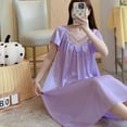 thumbnail image 4 of Huhudde Women's Long Ice Silk Nightgown,Summers Short Sleeve Sleep Dress Nightdress Casual Loose Chemise Sleepwear Sleepshirt, 4 of 20