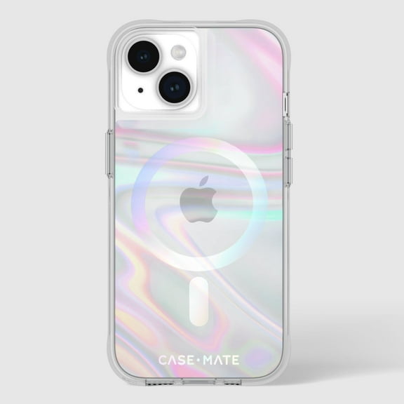 Case-Mate Soap Bubble Apple iPhone 15 Case [MagSafe Compatible] - 12ft Drop Protection - Iridescent