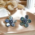 thumbnail image 3 of Magnificent Rainbow Abalone Shell Flower Clip On Earrings, 3 of 6