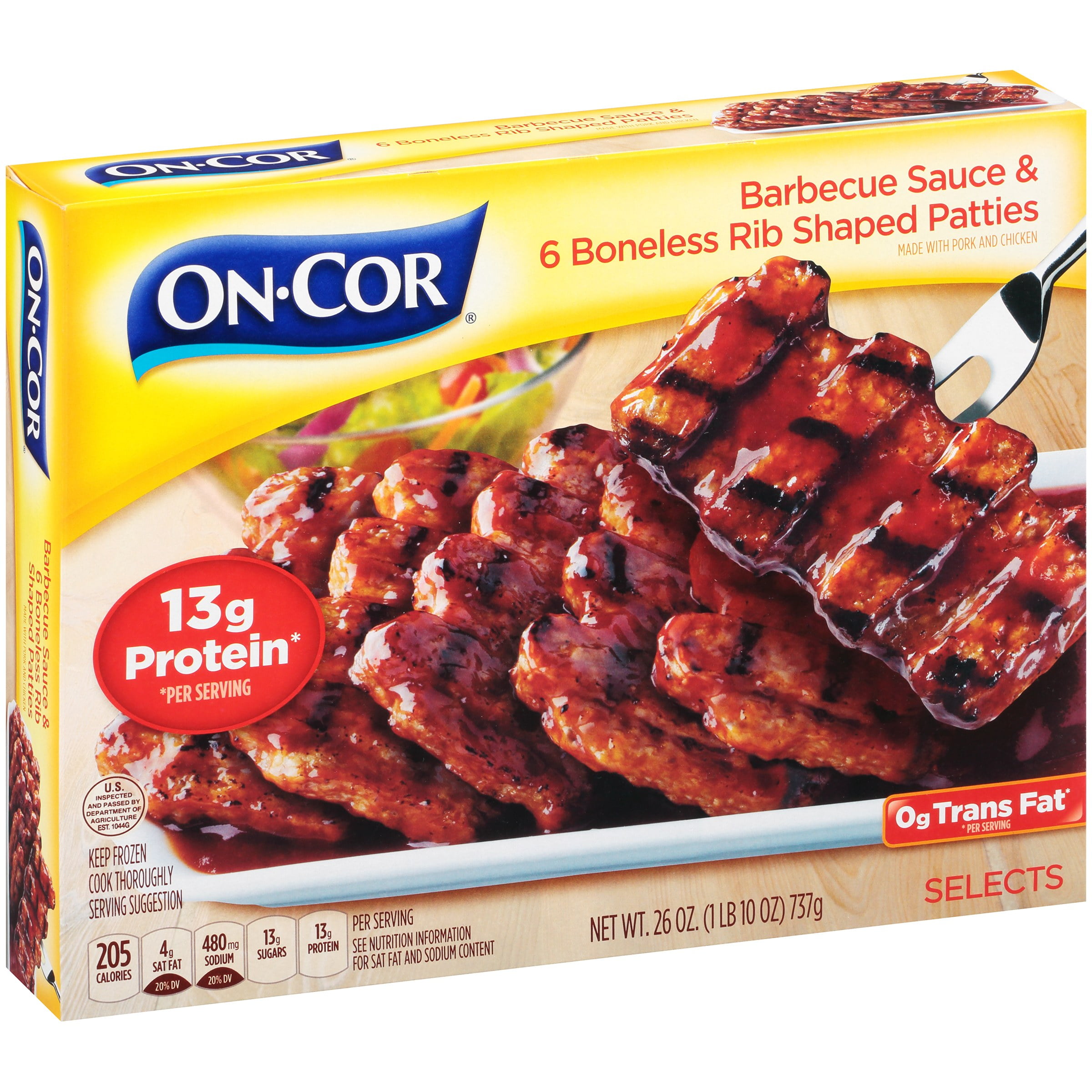 On Cor Barbecue Sauce Boneless Rib Shaped Patties 26 Oz Box