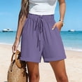 thumbnail image 5 of Karight Women's High Waisted Paperbag Shorts with Drawstring Casual Rolled Cuff Pocketed Summer Shorts, 5 of 9