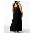 thumbnail image 2 of MORGAN & CO Womens Black Lace Open Back Gown Halter Maxi Evening Dress Plus 20W, 2 of 4