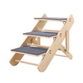 thumbnail image 1 of DimyFew Wooden Pet Stair Dog Ladder Portable Creative,Stable Carpeted Pet Ramp 2 in 1,for High Beds Cars for Small Medium Large Dogs 3 steps, 1 of 8