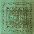 thumbnail image 1 of Ahgly Company Indoor Square Oriental Turquoise Blue Traditional Area Rugs, 4' Square, 1 of 4
