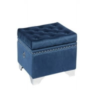 Jessar - Ottoman / Storage Footstool on Legs, Cubic, From the Codi Collection, Blue Velvet