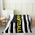 thumbnail image 2 of USA Flag Blanket Baseball Softball Throw Blanket 40x50,White Black Striped Stars Fleece Blanket Sports Ball Game Bed Blanket Retro Style for Kids Boys Teens Men Bedroom Décor, 2 of 5