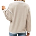 thumbnail image 7 of Wevis Autumn Henley Sweater for Women Color Block Button V-Neck Long Sleeve Knit Pullover Contrast Cuff Loose Daily Tops, 7 of 7