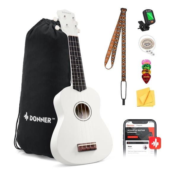 Ukelele Donner Soprano de 21 pulgadas para principiantes con kit y lecciones
