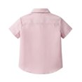 thumbnail image 5 of XAOFW Toddler Boys Girls Back To School Shirts Short Sleeve Lapel Collar Button Front Striped Shirts Child Kids First Day Of School Shirts Comfortable Tops 2-3 Years, 5 of 8