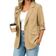 thumbnail image 5 of cocolona Womens 3/4 Sleeve Blazers Dressy Casual Open Front Business Solid Color Jacket With Roll Tab Cuffs And Pockets, 5 of 6