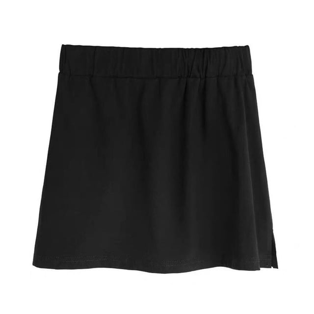 Falda de capas de algodón Falda superior Barrido inferior Cintura ajustable Falda de cola, Negro kenally AP000989-02