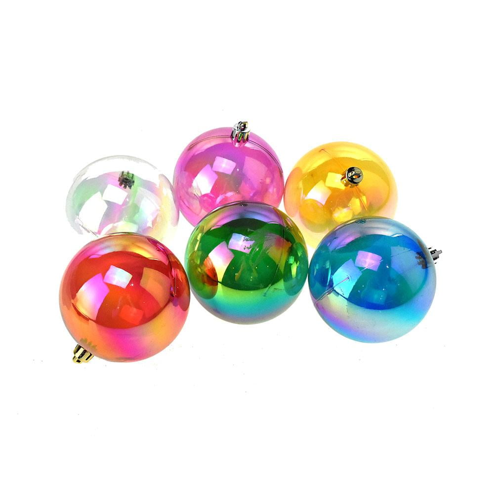 Multi-Color Iridescent Christmas Ornaments, 2-3/4-Inch, 6-Piece ...
