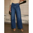 thumbnail image 4 of Women'S Wide Leg Jeans High Waisted Straight Leg Stretchy Denim Pants with Pockets Dark Blue M, 4 of 8
