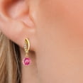 thumbnail image 3 of Gem Stone King 3.05 Ct Round Pink Mystic Topaz G/H Lab Grown Diamond 14K Yellow Gold Earrings, 3 of 6
