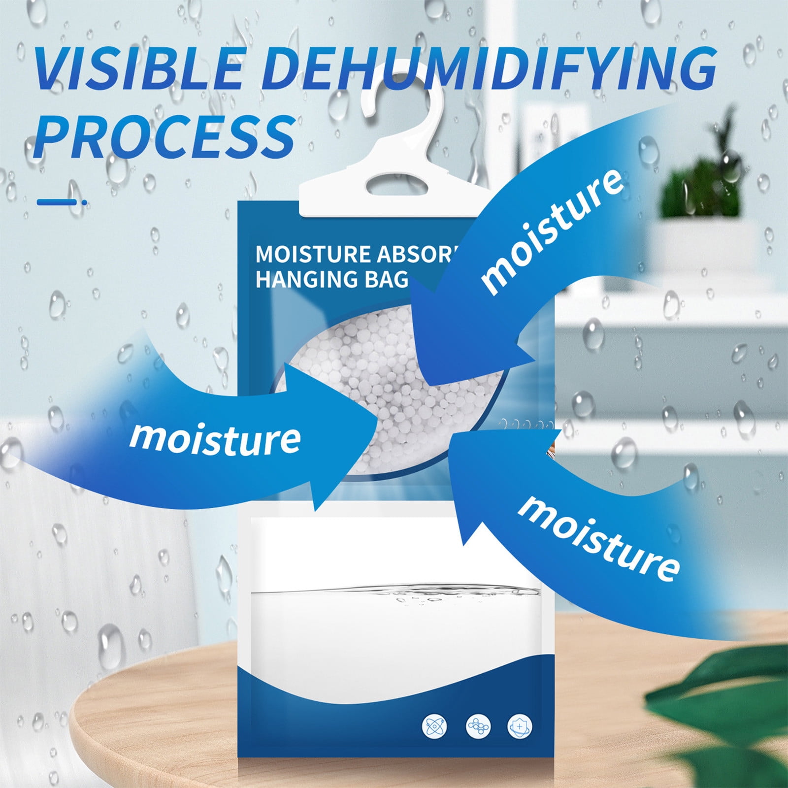 Moisture Absorbers,Hanging Closet Dehumidifier Bags, Humidity Packs,Desiccant, Closet Dehumidifiers,8 Pack,500ml