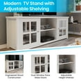 thumbnail image 4 of BizChair Classic Four Pane Glass Door TV Stand up to 80" TVs - White Birch Wood Grain Finish - 65" Engineered Wood Frame - 3 Shelves, 4 of 10