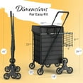 thumbnail image 2 of Stairs Climbing Shopping Cart w/Waterproof Basket Liner and 360° Swivel Wheels | Foldable Collapsible and Lightweight | Perfect for Groceries Laundry Utility Cart - Black, 2 of 12