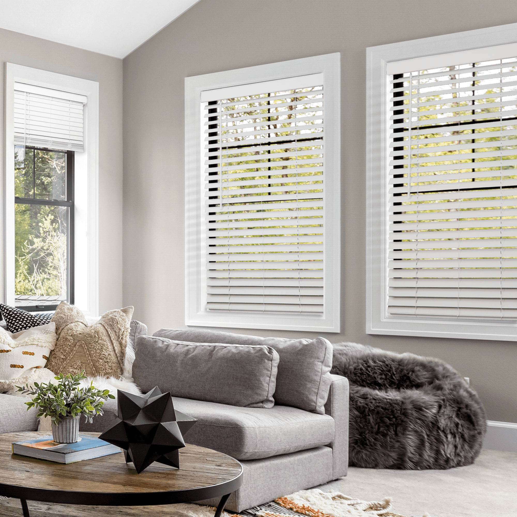 Chicology White Cordless 2” Inch Faux Wood Blinds for Windows with Valance |61.5"W X 72"H| Room Darkening | Light Filtering | Easy Install | Moisture Resistant