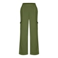 thumbnail image 6 of aohooy Cargo Pants Ladies Elastic Waist Solid Wide Leg Pant Pull On Lightweight Loose Trousers with Multi Pockets Army Green,L, 6 of 8