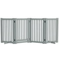 thumbnail image 1 of PawHut Free Standing Wooden Pet Gate with Open Door 4 Panel Light Grey, 1 of 10