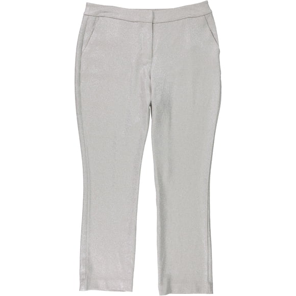 INC Womens Foil Crepe Casual Cropped Pantalones, Beige, 12