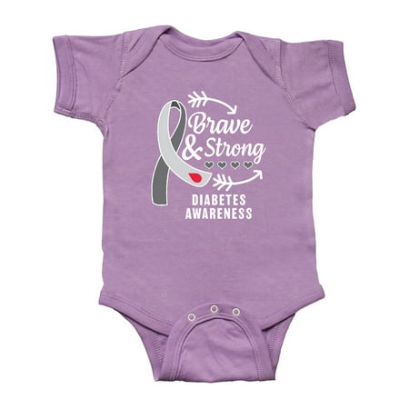

Inktastic Diabetes Awareness Brave and Strong Gift Baby Boy or Baby Girl Bodysuit