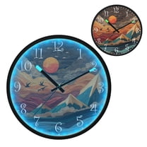 Voice Activated Clock with Glow Light 12 Inch Large Silent Wall Clock Battery Operated for Home Decor Colorful Clouds and Mountains