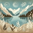 thumbnail image 6 of Ambesonne Lake Duvet Cover Set, Calm Mountains Scenery Botany, Queen, Pale Teal Tan and Brown, 6 of 6