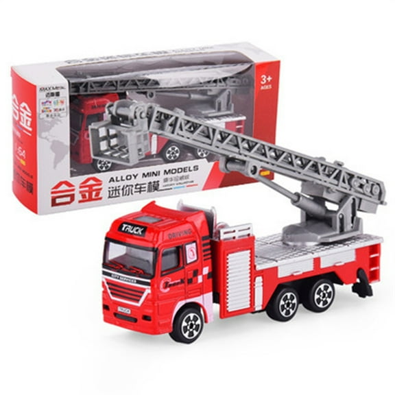 Die-Cast Alloy Fire Truck Set - 12pcs Rescue Vehicles with Storage Box for Kids