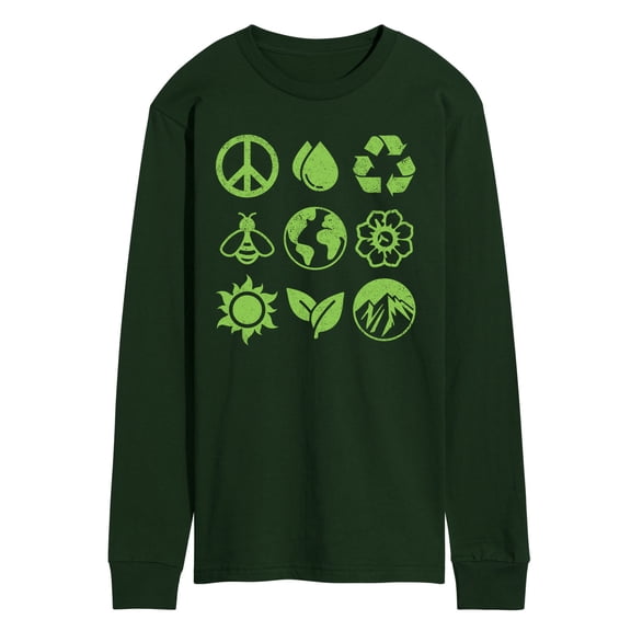 Instant Message - Earth Day Grid - Men's Long Sleeve Graphic T-Shirt