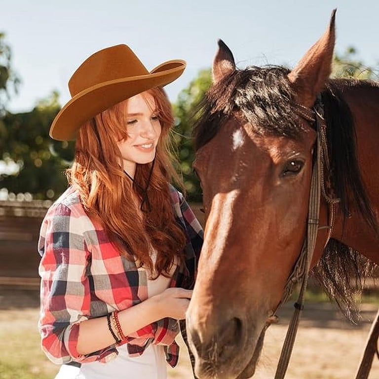 Wowstyle 2 Pack Cowboy Hats for Adults, Brown Felt 