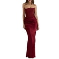 thumbnail image 2 of Women'S Bodycon Dress with A Cinched Waist Strapless Design Off-the-Shoulder Style with Boning Wine Red L, 2 of 9