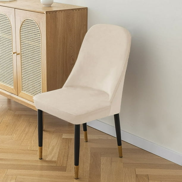 Nvzi Funda elástica de terciopelo para silla con respaldo alto, funda protectora reutilizable para comedor, banquete, decoración del hogar, etc. (2 piezas, beige claro)