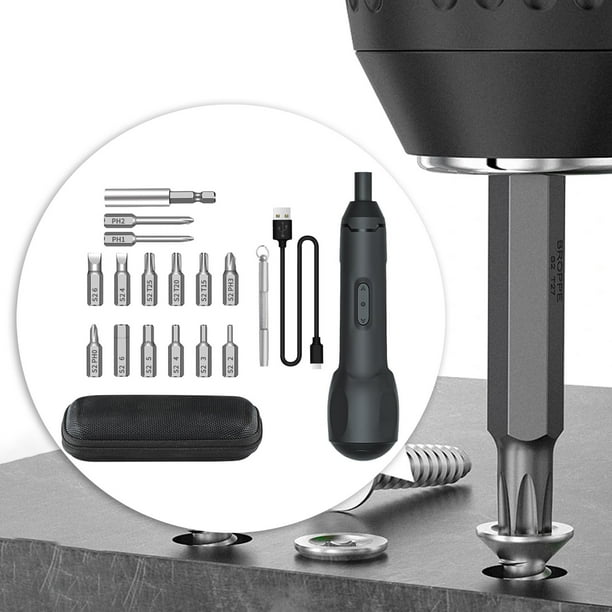 Destornillador eléctrico, herramienta de reparación del hogar, destornillador inalámbrico ligero, juego de destornilladores eléctricos para montaje de Juego de 15 puntas shamjiam Destornillador electrico