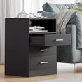 thumbnail image 5 of Black End Side Table with Charging Station &3 Drawers Nightstand with Open Storage for Bedroom Living Room, 5 of 10