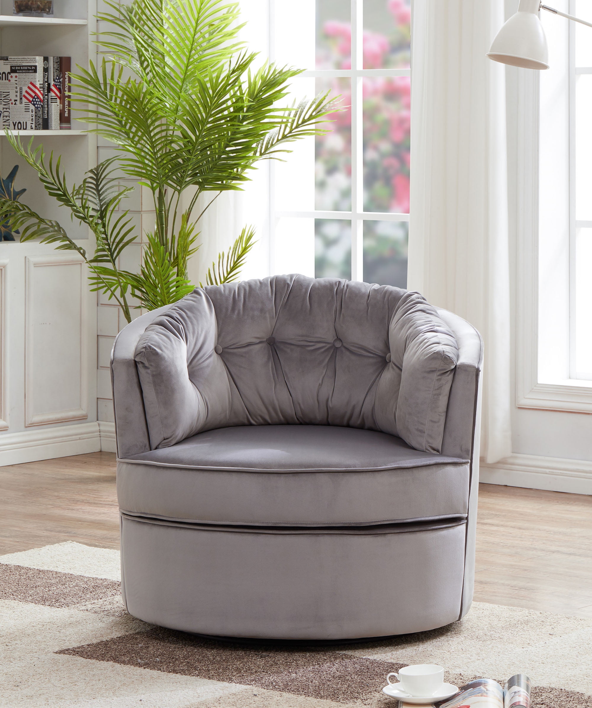 CAROCC Modern Akili Swivel Accent Chair Barrel Chair for Home Living Room Modern Leisure Chair 
